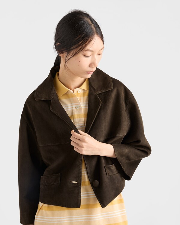Cropped suede jacket - Selva Green Cropped suede jacket - Selva Green
