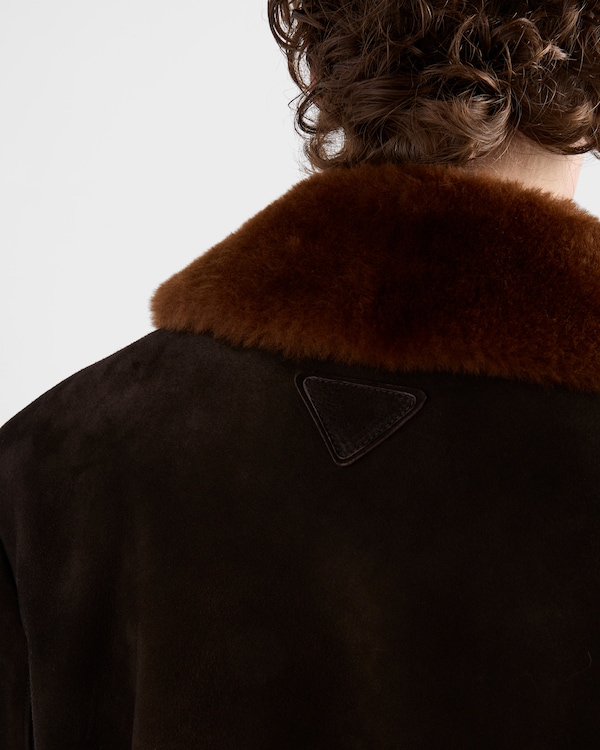 Suede and shearling caban jacket - Ebony Suede and shearling caban jacket - Ebony
