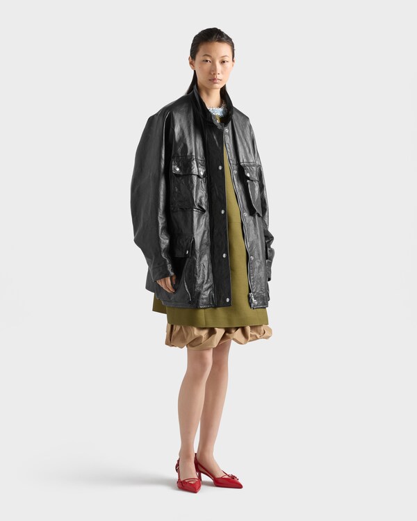 Antiqued leather caban jacket - Black Antiqued leather caban jacket - Black