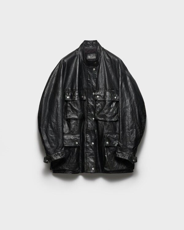 Antiqued leather caban jacket - Black Antiqued leather caban jacket - Black
