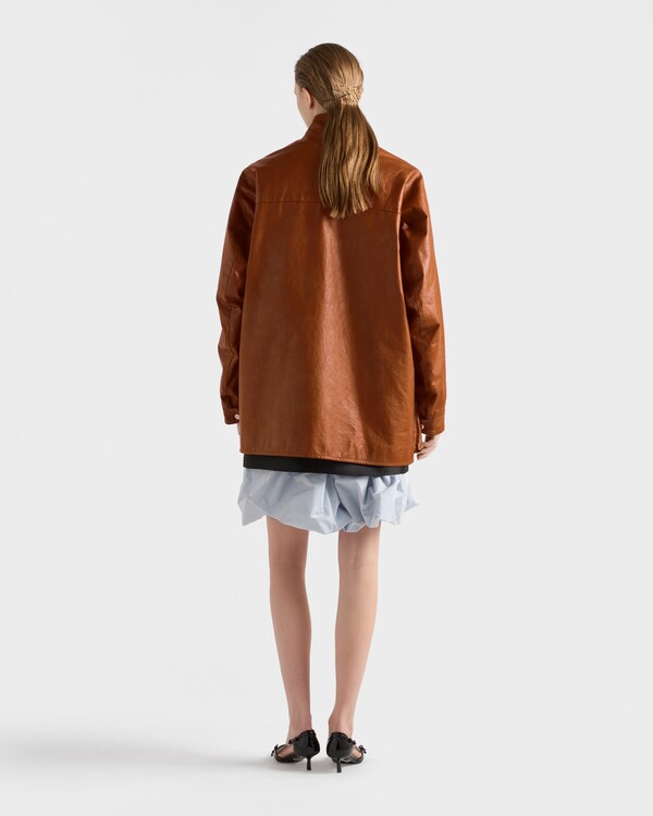 Antiqued leather caban jacket - Brandy Antiqued leather caban jacket - Brandy