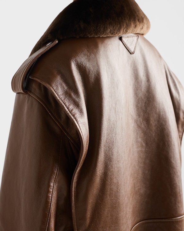 Nappa leather bomber jacket - Brandy Nappa leather bomber jacket - Brandy