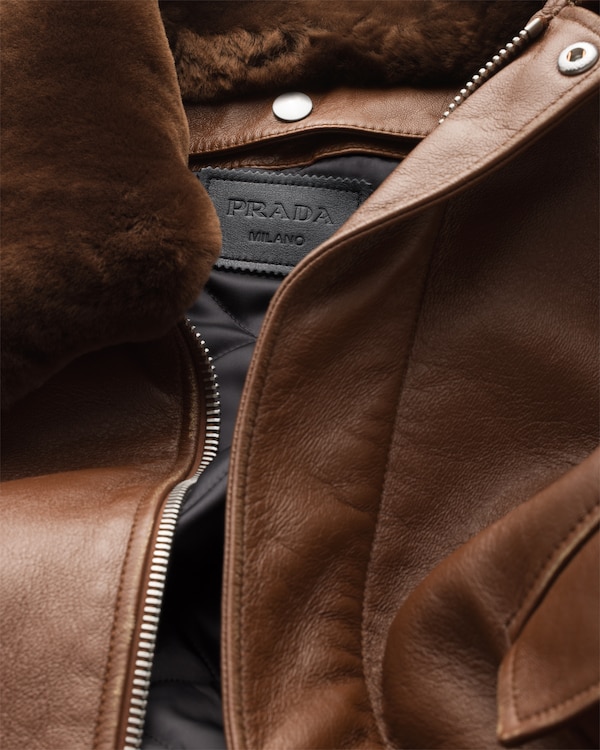 Nappa leather bomber jacket - Brandy Nappa leather bomber jacket - Brandy