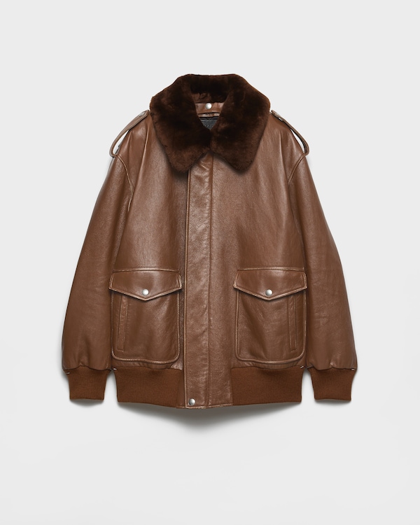 Nappa leather bomber jacket - Brandy Nappa leather bomber jacket - Brandy