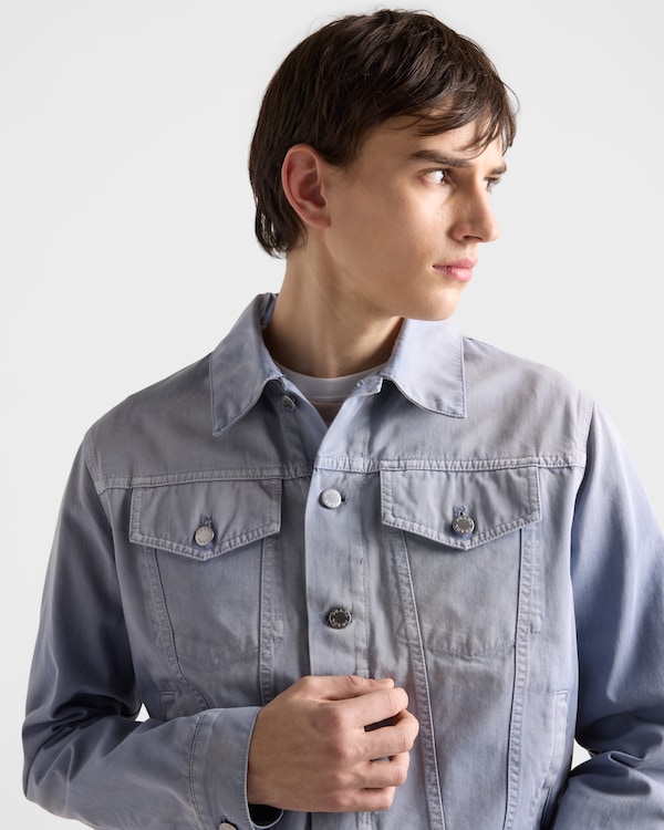Gabardine blouson jacket - Blue Gray Gabardine blouson jacket - Blue Gray
