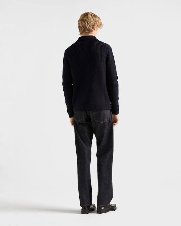 Raw denim jeans with leather strap - Navy Raw denim jeans with leather strap - Navy