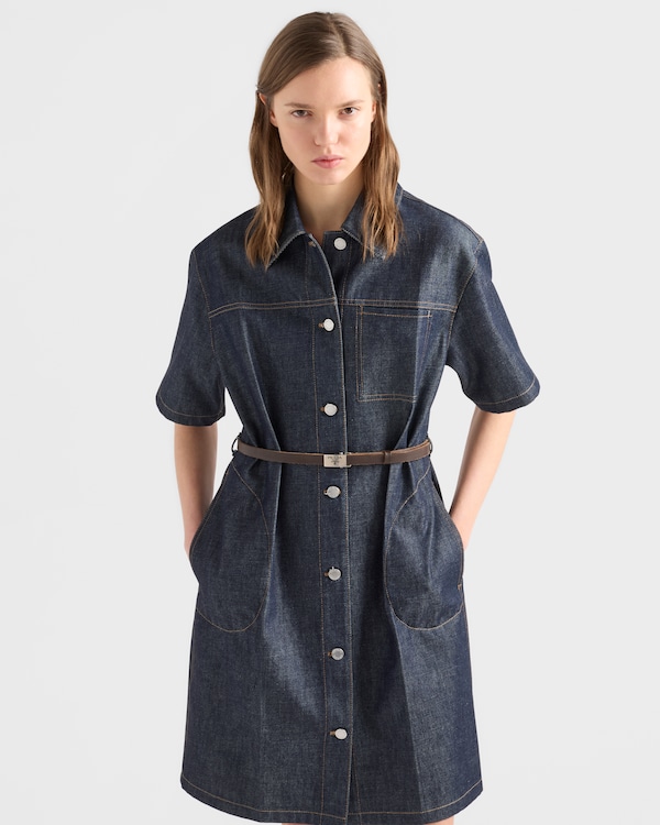Belted denim dress - Navy Belted denim dress - Navy
