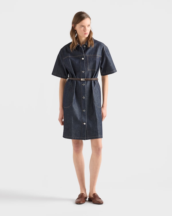 Belted denim dress - Navy Belted denim dress - Navy