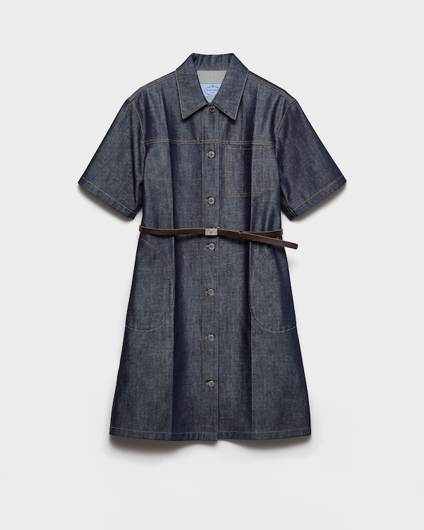 Belted denim dress - Navy Belted denim dress - Navy