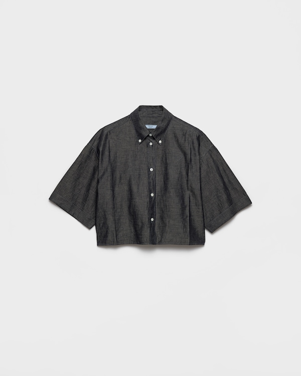 Short-sleeved chambray shirt - Navy Short-sleeved chambray shirt - Navy
