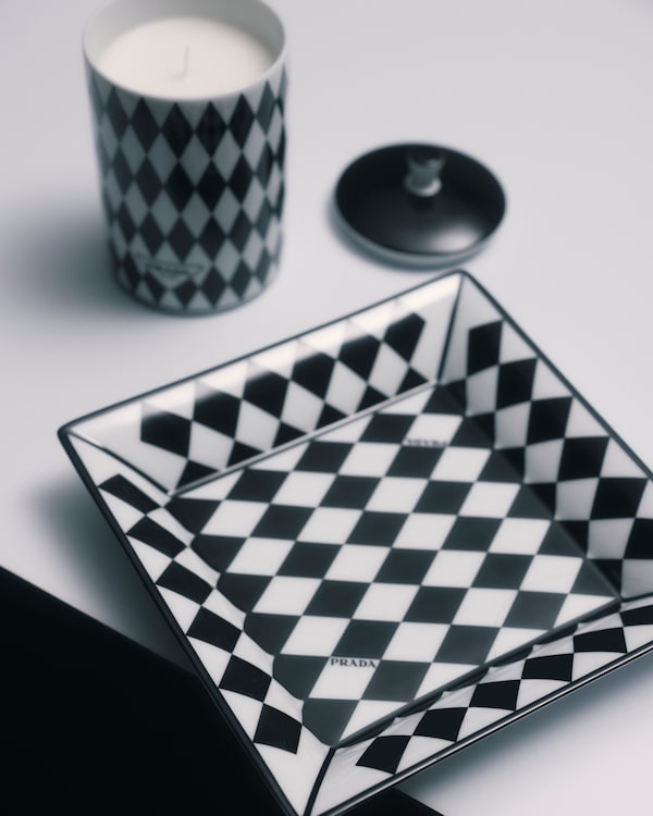 Large square porcelain catchall tray - Checkerboard - White/Black Large square porcelain catchall tray - Checkerboard - White/Black