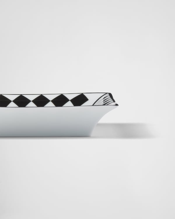 Large square porcelain catchall tray - Checkerboard - White/Black Large square porcelain catchall tray - Checkerboard - White/Black