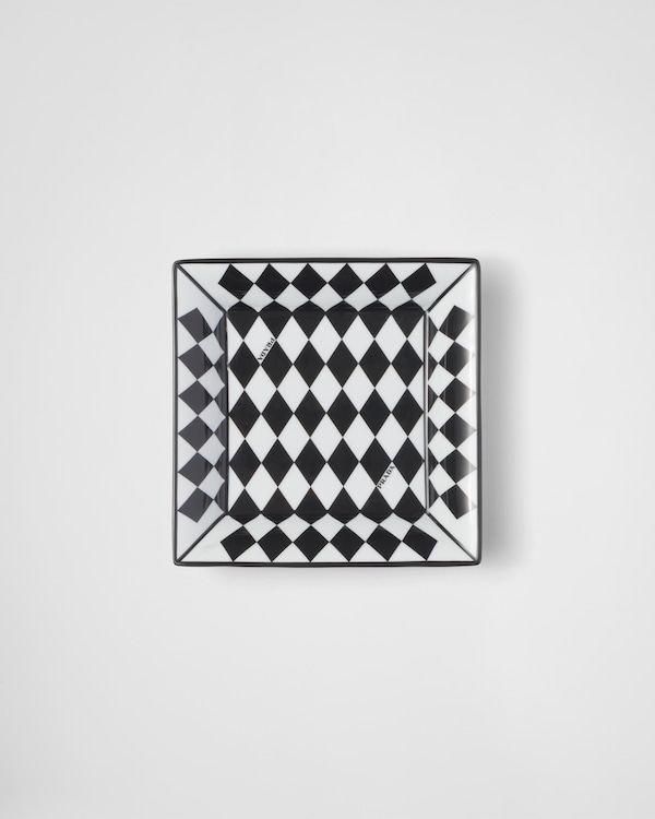 Large square porcelain catchall tray - Checkerboard - White/Black Large square porcelain catchall tray - Checkerboard - White/Black