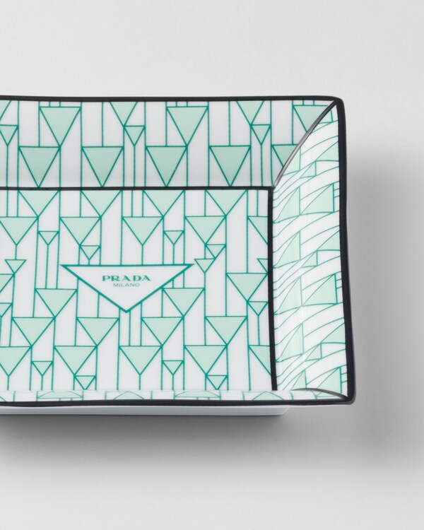 Large square porcelain catchall tray - Vienna Green - Green Large square porcelain catchall tray - Vienna Green - Green