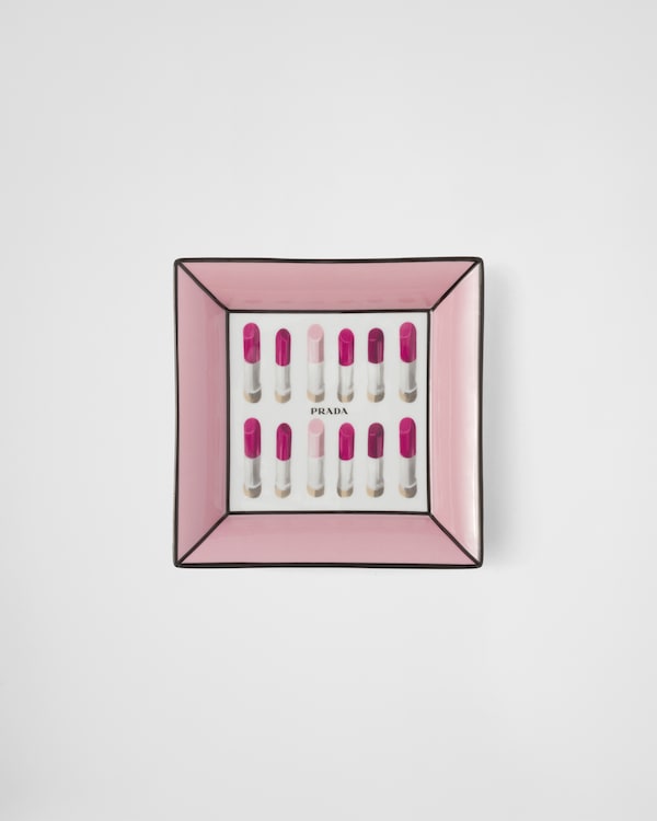 Large square porcelain catchall tray - Lipstick - White/Pale Pink Large square porcelain catchall tray - Lipstick - White/Pale Pink