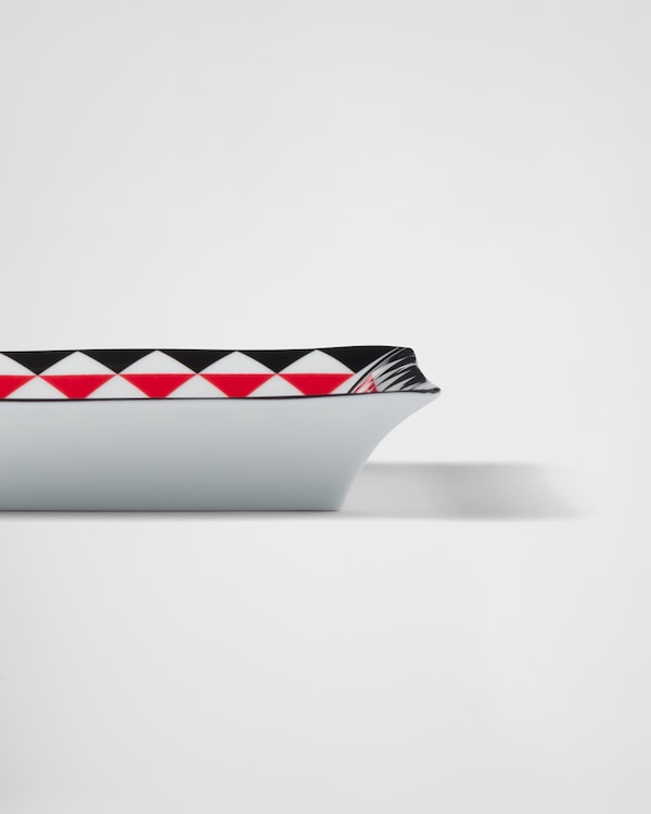 Large square porcelain catchall tray - Triangles - Black/Red/White Large square porcelain catchall tray - Triangles - Black/Red/White