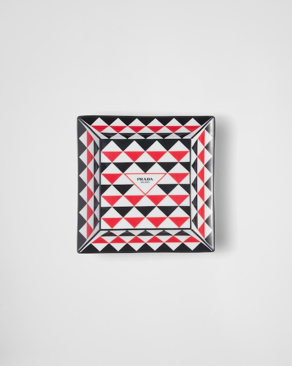 Large square porcelain catchall tray - Triangles - Black/Red/White Large square porcelain catchall tray - Triangles - Black/Red/White