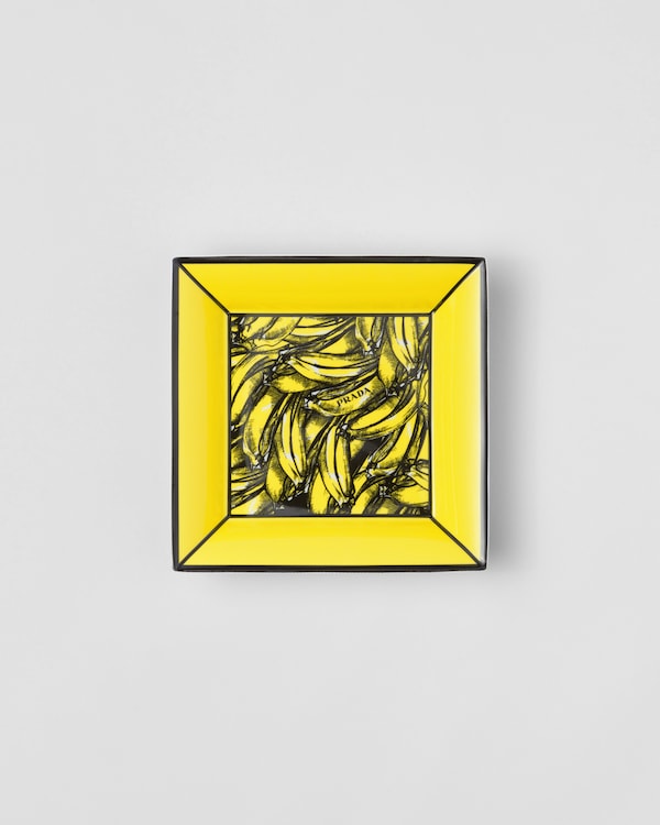 Large square porcelain catchall tray - Banana - Yellow Large square porcelain catchall tray - Banana - Yellow