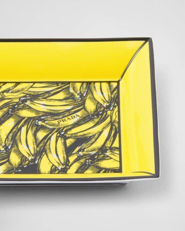 Large square porcelain catchall tray - Banana - Yellow Large square porcelain catchall tray - Banana - Yellow