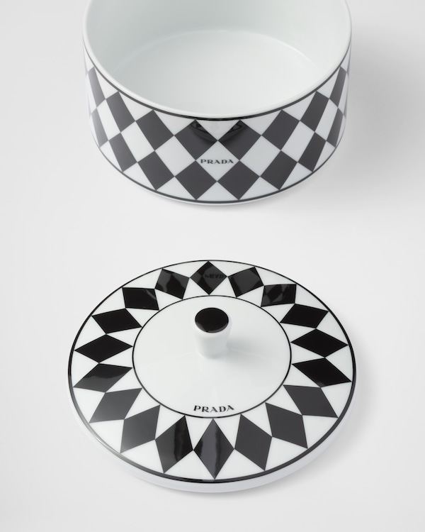 Porcelain box - Checkerboard - White/Black Porcelain box - Checkerboard - White/Black