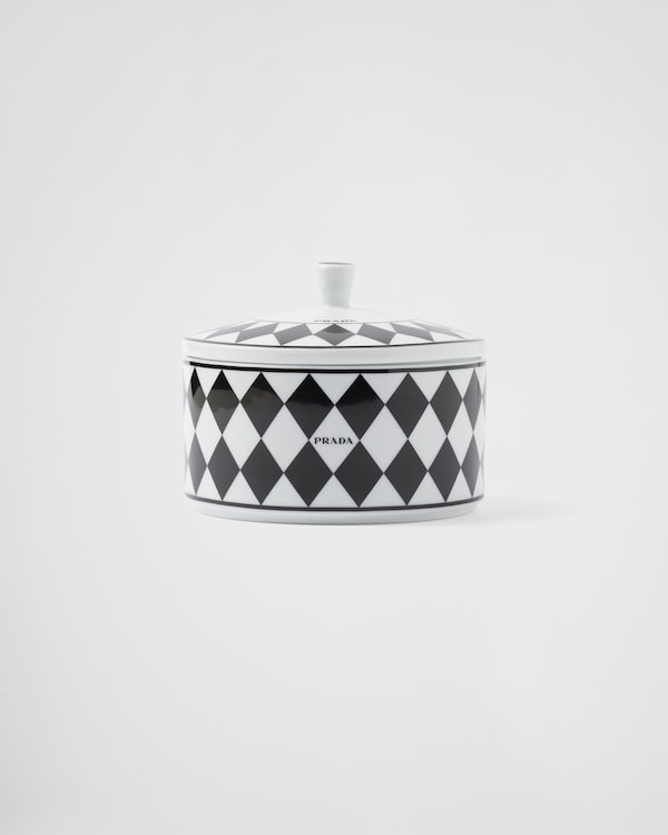 Porcelain box - Checkerboard - White/Black Porcelain box - Checkerboard - White/Black
