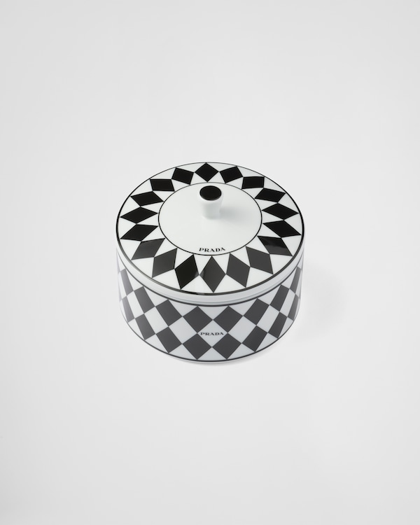 Porcelain box - Checkerboard - White/Black Porcelain box - Checkerboard - White/Black