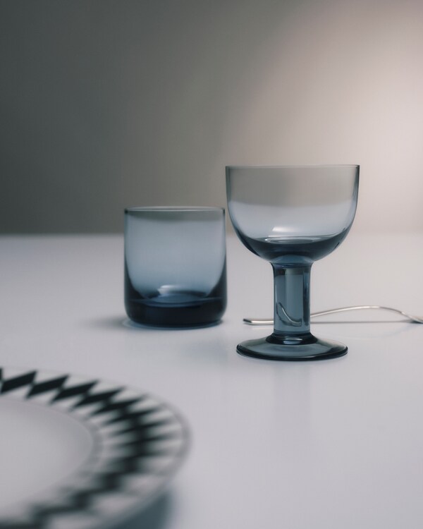 Set of two crystal red wine glasses - Plinth - Sea Blue Set of two crystal red wine glasses - Plinth - Sea Blue