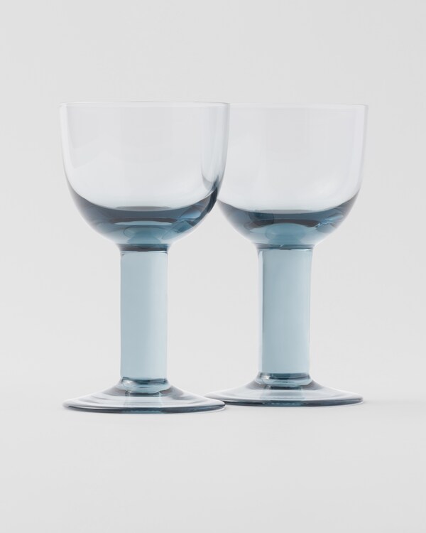 Set of two crystal white wine glasses - Plinth - Sea Blue Set of two crystal white wine glasses - Plinth - Sea Blue