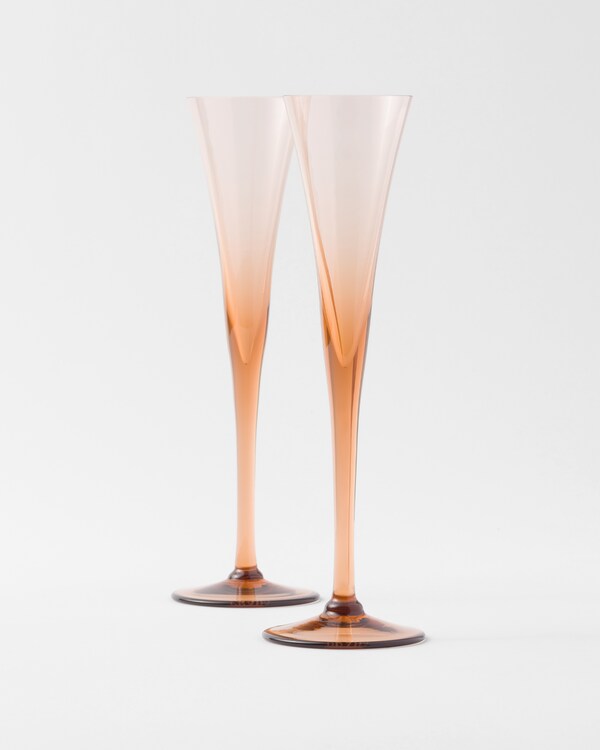 Set of two crystal flutes - New York - Onix Set of two crystal flutes - New York - Onix
