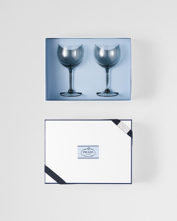 Set of two crystal red wine glasses - New York - Sea Blue Set of two crystal red wine glasses - New York - Sea Blue