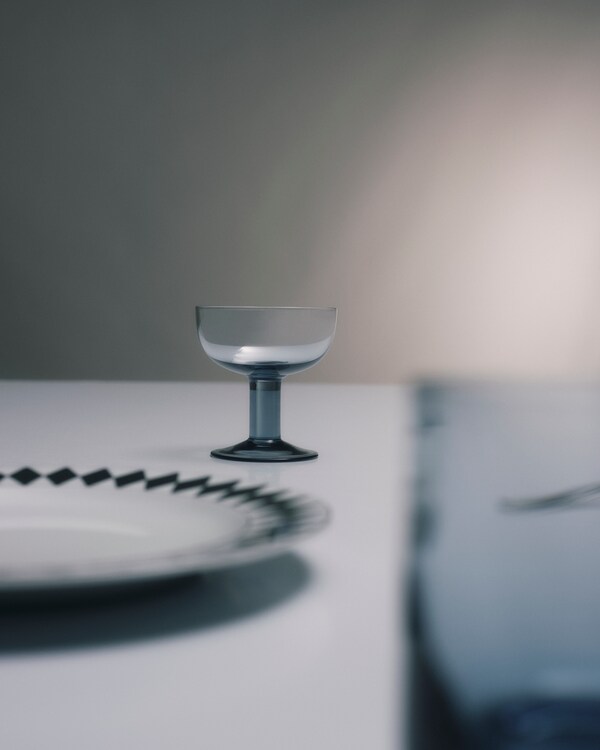 Set of two crystal champagne coupe glasses - Plinth - Sea Blue Set of two crystal champagne coupe glasses - Plinth - Sea Blue