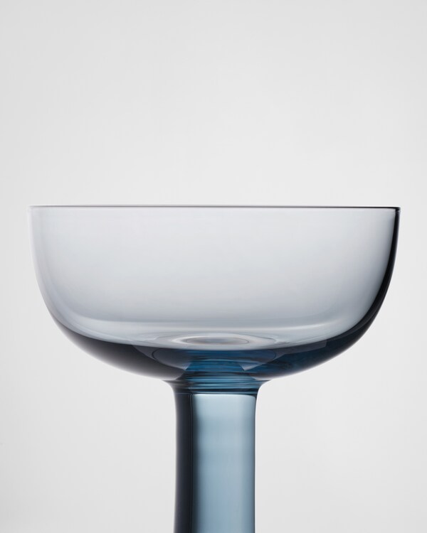 Set of two crystal champagne coupe glasses - Plinth - Sea Blue Set of two crystal champagne coupe glasses - Plinth - Sea Blue