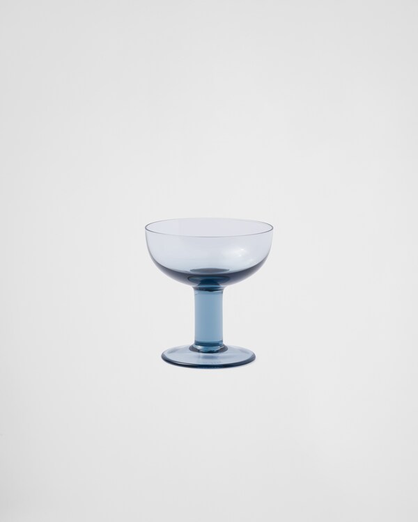 Set of two crystal champagne coupe glasses - Plinth - Sea Blue Set of two crystal champagne coupe glasses - Plinth - Sea Blue