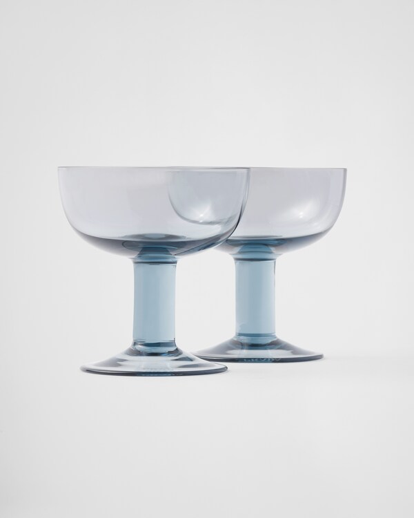 Set of two crystal champagne coupe glasses - Plinth - Sea Blue Set of two crystal champagne coupe glasses - Plinth - Sea Blue