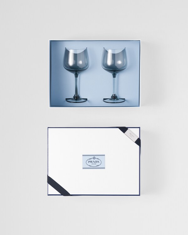 Set of two crystal white wine glasses - New York - Sea Blue Set of two crystal white wine glasses - New York - Sea Blue
