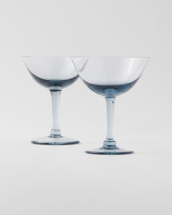 Set of two crystal champagne coupe glasses - New York - Sea Blue Set of two crystal champagne coupe glasses - New York - Sea Blue