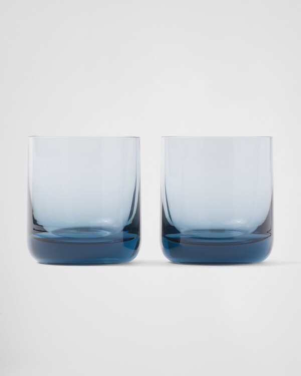 Set of two crystal tumbler glasses - Plinth - Sea Blue Set of two crystal tumbler glasses - Plinth - Sea Blue