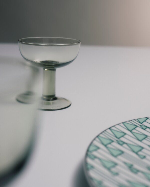 Set of two crystal champagne coupe glasses - Plinth - Moss Set of two crystal champagne coupe glasses - Plinth - Moss