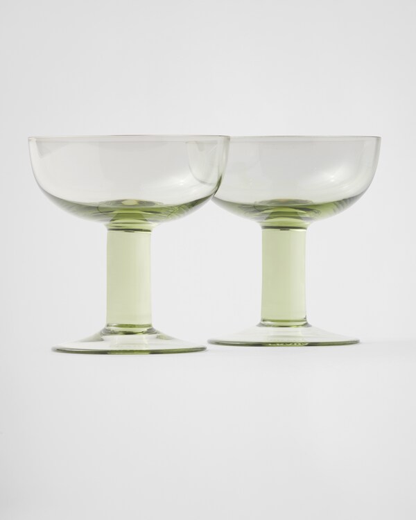 Set of two crystal champagne coupe glasses - Plinth - Moss Set of two crystal champagne coupe glasses - Plinth - Moss
