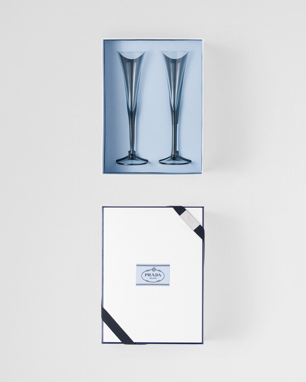Set of two crystal flutes - New York - Sea Blue Set of two crystal flutes - New York - Sea Blue