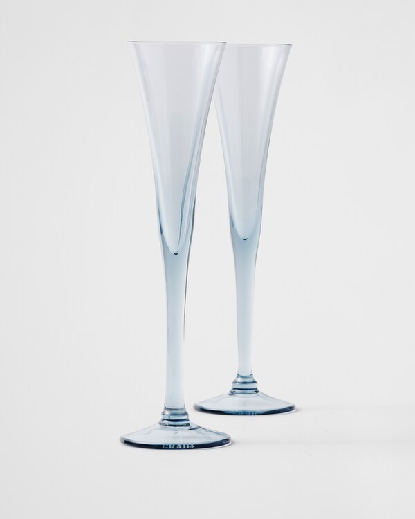 Set of two crystal flutes - New York - Sea Blue Set of two crystal flutes - New York - Sea Blue