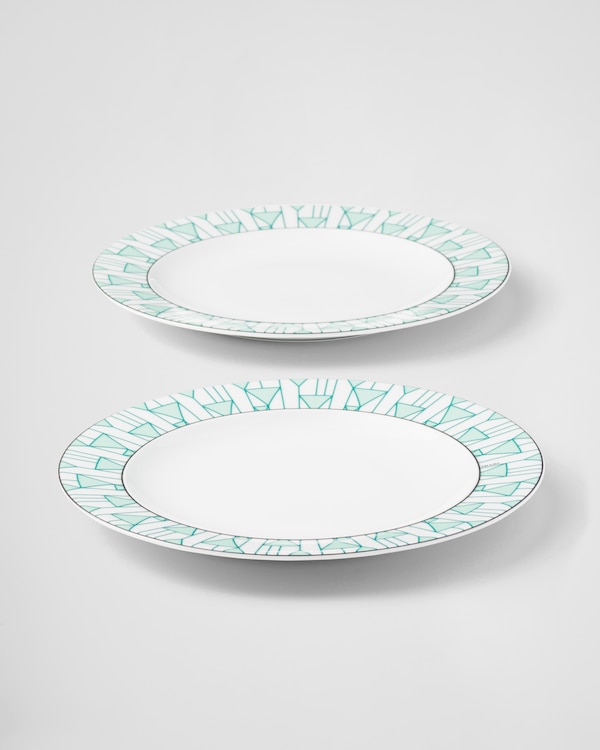 Set of two porcelain dinner plates - Vienna Green - Green Set of two porcelain dinner plates - Vienna Green - Green