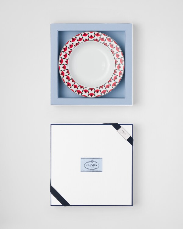 Set of two porcelain soup plates - Vienna Red - Black/Red Set of two porcelain soup plates - Vienna Red - Black/Red