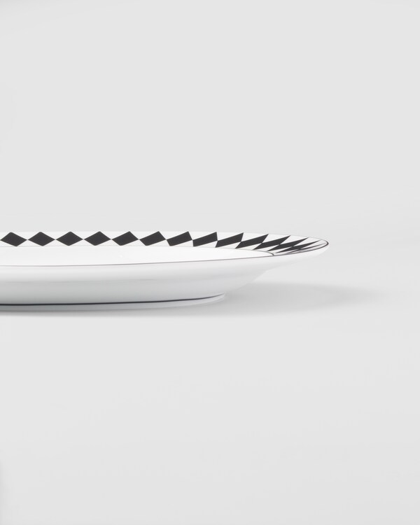 Small porcelain serving plate - Checkerboard - White/Black Small porcelain serving plate - Checkerboard - White/Black