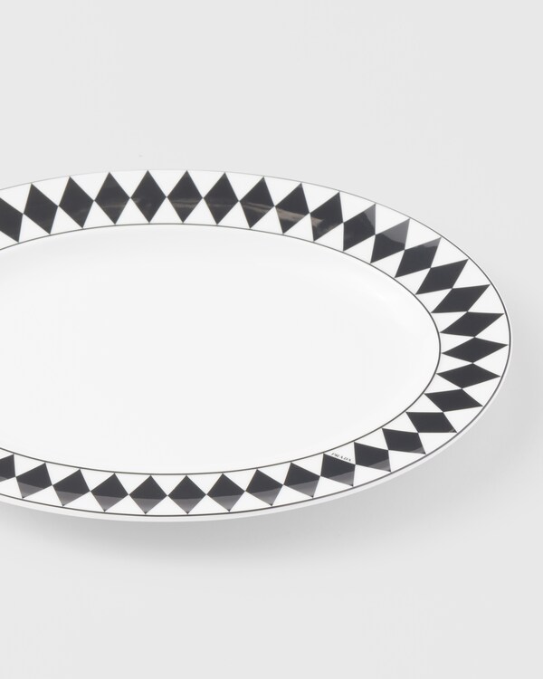 Small porcelain serving plate - Checkerboard - White/Black Small porcelain serving plate - Checkerboard - White/Black