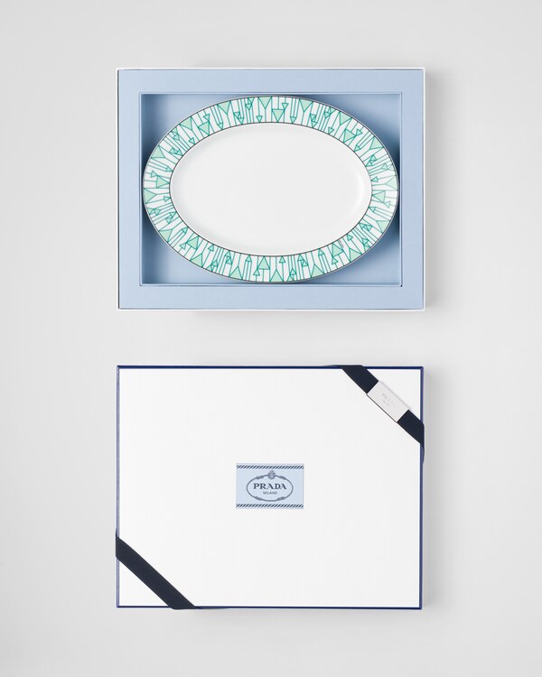 Small porcelain serving plate - Vienna Green - Green Small porcelain serving plate - Vienna Green - Green