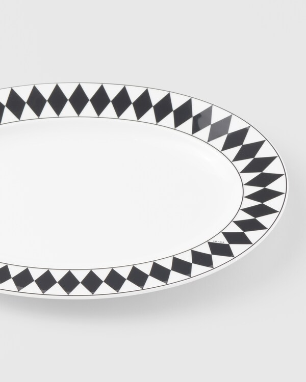 Medium porcelain serving plate - Checkerboard - White/Black Medium porcelain serving plate - Checkerboard - White/Black