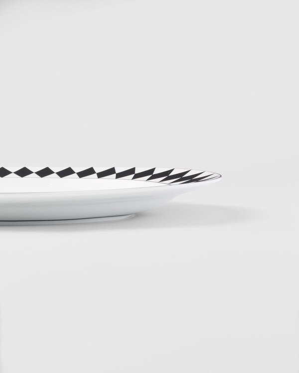 Large porcelain serving plate - Checkerboard - White/Black Large porcelain serving plate - Checkerboard - White/Black