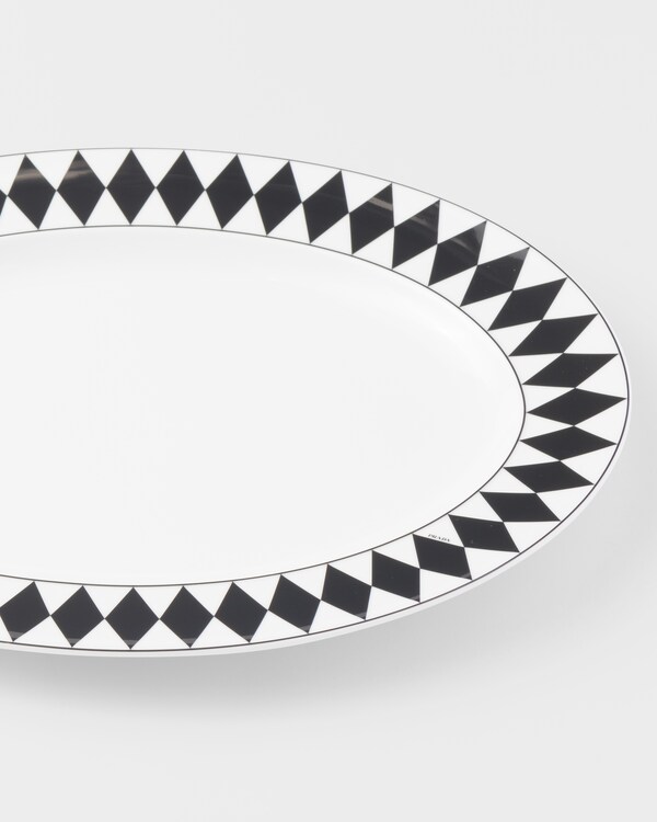 Large porcelain serving plate - Checkerboard - White/Black Large porcelain serving plate - Checkerboard - White/Black