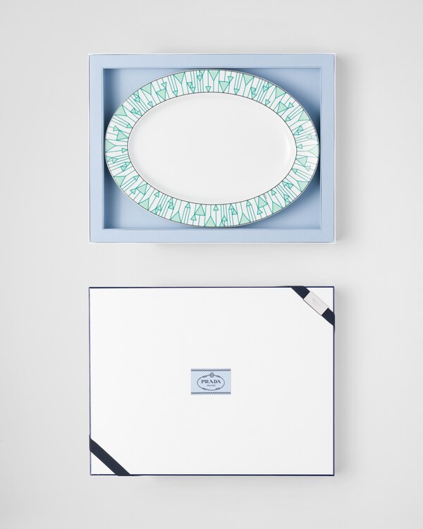 Large porcelain serving plate - Vienna Green - Green Large porcelain serving plate - Vienna Green - Green